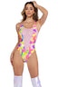 Shimmer Multi-Colored Romper With Sheer Mesh Detail Roma 6462