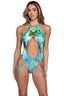 Large Keyhole Metallic Romper With Leg Strap Detail Roma 6471