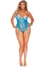 Eyelash Lace And Mesh Slip On Teddiette With Underwire Cups, Princess Seams, Adjustable Straps And Hook And Eye Back Closure. Garters Are Adjustable And Detachable. Elegant Moments 77168X