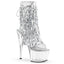 7" Heel, 2 3/4" PF Sequins Fringe Ankle Boot, Side Zip Clr-Sliver Holo/Clr Pleaser Pleaser ADORE/1017SQF