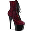 7" Heel, 2 3/4" Pf Lace-up Front Ankle Boot, Side Zip Pleaser Pleaser ADORE/1020SP