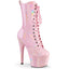 7" Heel, 2 3/4" Pf Holographic Lace-Up Ankle Boot, Side Zip Pleaser Pleaser ADORE/1040WR/HG