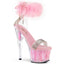 7" Heel, 2 3/4" Pf Marabou Fur Ankle Cuff Sandal, Back Zip Pleaser Pleaser ADORE/727F