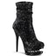 6" Heel, 1 1/2" Pf Sequined Ankle Boot, Side Zip Pleaser Pleaser BL/R1009/BSQ/M