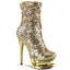 6" Heel, 1 1/2" Pf Sequined Ankle Boot, Side Zip Pleaser Pleaser BL/R1009/GSQ/GCH