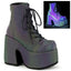3" Chunky Heel, 2" PF Lace-Up Ankle BT, Side Zip Pleaser Demonia CAMEL/203