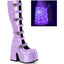5" Chunky Heel, 3" P/F Open Front Knee High Bt, Inside Zip Pleaser Demonia CAMEL/223