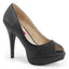5 1/4" Heel, 1 1/4" Concealed PF Peep Toe Pump Blk Faux Leather Pleaser Pink Label CHLOE/01