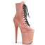 8" Heel, 4" PF Lace-Up Ankle Boot, Side Zip Pleaser Pleaser FLAMINGO/1020FS