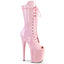 8" Heel, 4" Pf Lace-up Glitter Ankle Boot, Side Zip Pleaser Pleaser FLAMINGO/1051