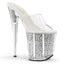 8" Heel, 4" PF Slide W/Glitter Filled Bottom Clr/Slv Glitter Pleaser Pleaser FLAMINGO/801G