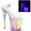 8" Heel, 4" Pf Ankle Strap Sandal W/Uv Reactive Bottom Pleaser Pleaser FLAMINGO/808RG/03