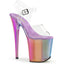 8" Heel, 4" Rainbow Misty Tinted Pf Ankle Strap Sandal Pleaser Pleaser FLAMINGO/808RMT
