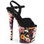 8" Heel, 4" PF Ankle Strap Sandal w/ Flower Print Pleaser Pleaser FLAMINGO/809WR
