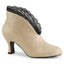 3" Heel Slip-On Ankle Boot Cream Faux Leather-Blk Lace Pleaser Pink Label JENNA/105