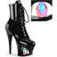 7" Heel, 2 3/4" Cut-Out Pf Lace-Up Ankle Boot, Side Zip Pleaser Pleaser MOON/1020DIA