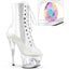 7" Heel, 2 3/4" Cut-Out Pf Lace-Up Ankle Boot, Side Zip Pleaser Pleaser MOON/1021C/DIA