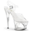 7" Heel, 2 3/4" Cut-Out PF Ankle Strap Sandal Clr/Clr Pleaser Pleaser MOON/708