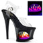 7" Heel, 2 3/4" Cut-Out PF Ankle Strap Sandal w/ Flame Pleaser Pleaser MOON/708FLM