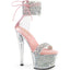 7" Heel, 2 3/4" Pf Ankle Cuff Sandal W/Rs, Back Zip Pleaser Pleaser SKY/327RSI