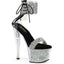 7" Heel, 2 3/4" Pf Ankle Cuff Sandal W/Rs, Back Zip Pleaser Pleaser SKY/327RSI
