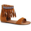 Tribal fringe native flat sandal with embroidered details Ellie 015/HENA/TAN