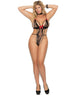 Lace teddy embellished with bows and a string back. Elegant Moments 1310Q