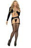 Fishnet thigh hi with lace and opaque garter belt. Elegant Moments 1351