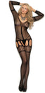 Long sleeve crochet suspender bodystocking. Elegant Moments 1366