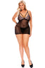 2 Pc. Set Mesh And Two Toned Scalloped Lace Babydoll Elegant Moments 44157X