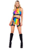 Pride Rainbow Halter Neck Keyhole Top With Love Elastic Logo Roma 6138