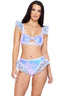 Sequin Keyhole Top With Butterfly Ruffle Trim Roma 6242