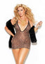 Mesh Leopard Deep-V Mini Dress Plus Size Elegant Moments 8512Q