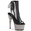 7" Heel, 2 3/4" Tinted Pf Open Toe Ankle Boot, Side Zip Pleaser Pleaser ADO1018MSHT/B/MS/SMK