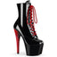 7" Heel, 2 3/4" Pf Two Tone Lace-Up Ankle Boot, Side Zip Pleaser ADO1020/B/B-R