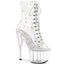 7" Heel, 2 3/4" Pf Lace-Up Front Ankle Boot, Side Zip Pleaser ADO1020C-2/CTPU/C