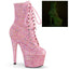 7" Heel, 2 3/4" Pf Lace-up Front Ankle Boot, Side Zip Pleaser Pleaser ADORE/1020GDLG