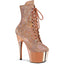 7" Heel, 2 3/4" Pf Lace-Up Front Ankle Boot, Side Zip Pleaser ADO1020HM/RGMPU/ROCH