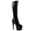 7" Heel, 2 3/4" PF Stretch Knee Boot, Side Zip Blk Str Pat/Blk Pleaser Pleaser ADORE/2000