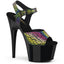7" Heel, 2 3/4" Pf Ankle Strap Sandal Pleaser ADO708N-LTP/GRN-PP/B