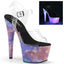 7" Heel, 2 3/4" PF Ankle Strap Sandal w/ Reflective Effect Pleaser Pleaser ADORE/708REFL