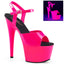 7" Heel, 2 3/4" PF UV Reactive Ankle Strap Sandal Pleaser ADORE/709UV