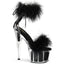 7" Heel, 2 3/4" Pf Marabou Fur Ankle Cuff Sandal, Back Zip Pleaser Pleaser ADO724F/C/B/BFUR
