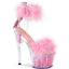 7" Heel, 2 3/4" Pf Marabou Fur Ankle Cuff Sandal, Back Zip Pleaser Pleaser ADO724F/C/BP/BPFUR