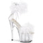 7" Heel, 2 3/4" Pf Marabou Fur Ankle Cuff Sandal, Back Zip Pleaser Pleaser ADO724F/C/W/WFUR