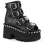 3" Chunky Heel, 2" PF Ankle Boot,Back Metal Zip Pleaser Demonia ASHES/70