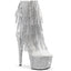 7" Heel, 2 3/4" Pf Open Toe/Heel Fringe Ankle Boot W/Rs Pleaser BEJ1017RSF-7/C-S/SRS