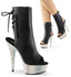 6" Heel, 1 3/4" PF Open Toe/Heel Ankle Boot w/RS, Side Zip Blk Faux Leather/Slv Multi RS Pleaser Pleaser BEJEWELED/1018DM/6