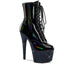 7" Heel, 2 3/4" Pf Front Lace-Up Ankle Boot W/Rs, Side Zip Pleaser BEJ1020-7/BHG/MDBRS