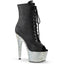 7" Heel, 2 3/4" Pf Peep Toe Ankle Boot W/Rs, Side Zip Pleaser BEJ1021-7/BPU/SRS